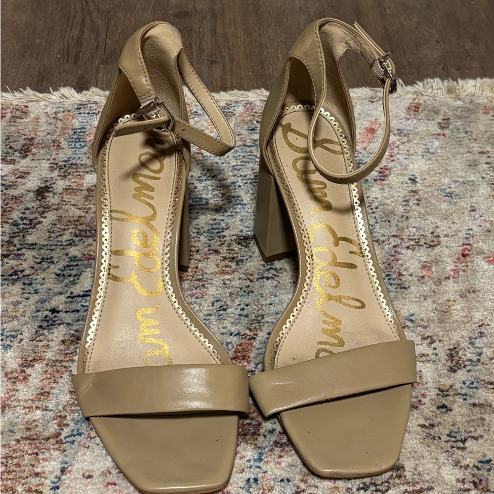 Sam Edelman Elegant Beige Block Heel Sandals